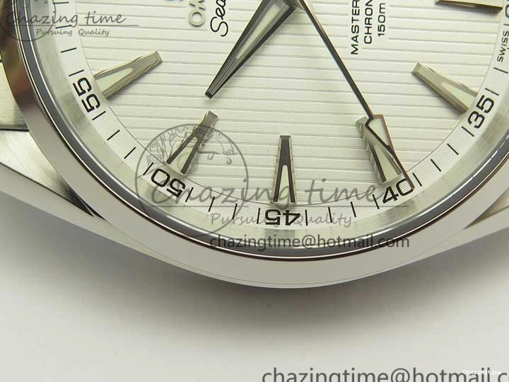 0307 Aqua Terra 150M SS VSF 1:1 Best Edition White Textured Dial Silver Markers on SS Bracelet A8500 Super Clone Chic 8041